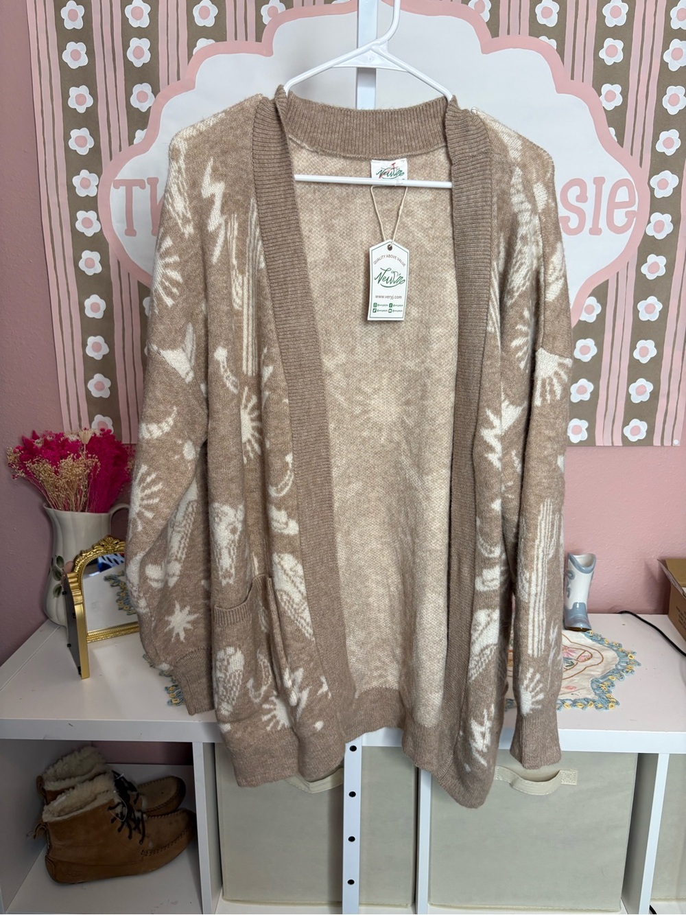 NWT New In Open-Front western Cardigan Sweater